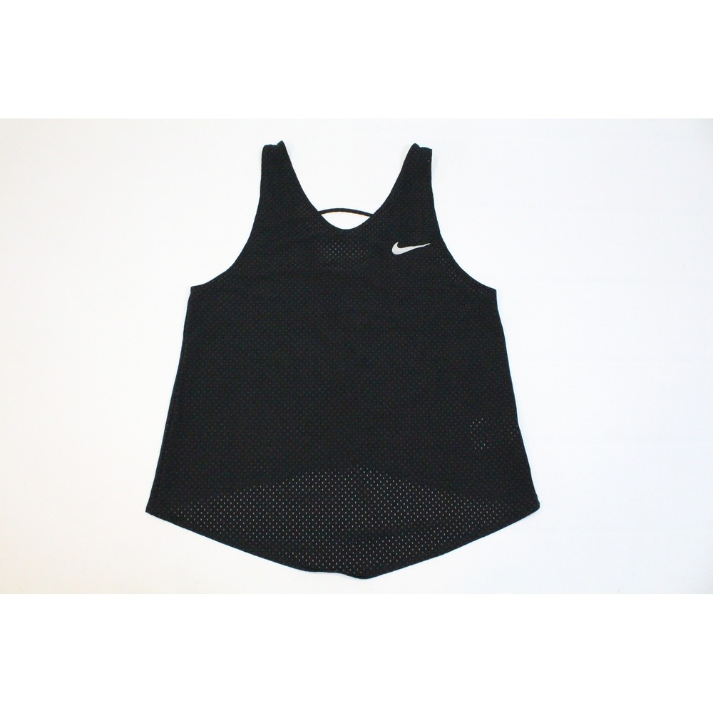 Nike Dri-FIT Womens Black Mesh Training Tank Top Strappy Racerback Small